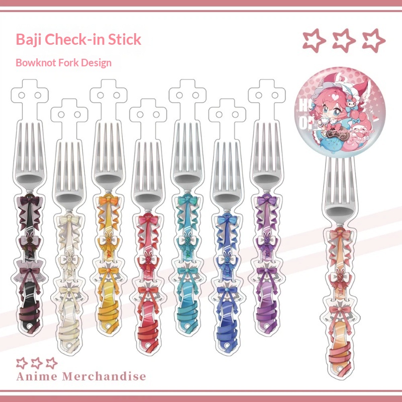 Anime Merchandise China - Anime Acrylic Bowknot Fork Shape Badge